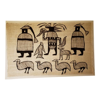 Mid Century Ivorian Mud Cloth Wall Hanging For Sale