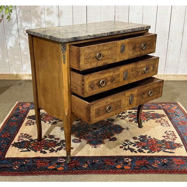 Transitional Mahogany Commode with Marble Top, 1950s For Sale - Image 9 of 18