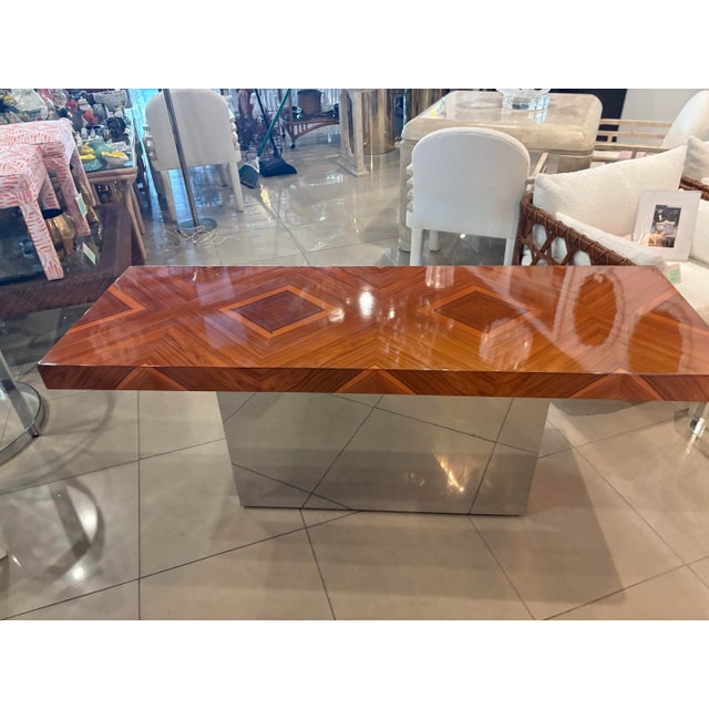 1970s Milo Baughman for Thayer Coggin Rosewood & Chrome Console Table Restored For Sale - Image 13 of 13