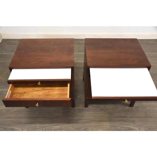 1960s 1960s Refinished Paul McCobb Style Walnut Nightstands - A Pair For Sale - Image 5 of 9