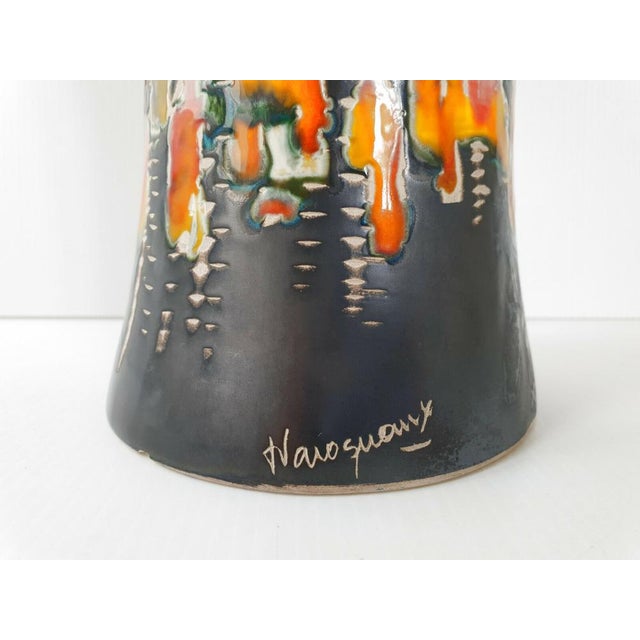 Mid-Century Modern Vintage Ceramic Diabolo Vase by Jean Varoqueaux, 1960s For Sale - Image 3 of 7