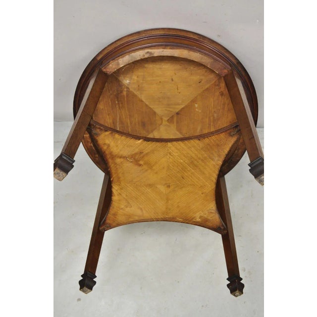Antique Mahogany Edwardian Bellflower Inlay Round Center Table For Sale - Image 9 of 13