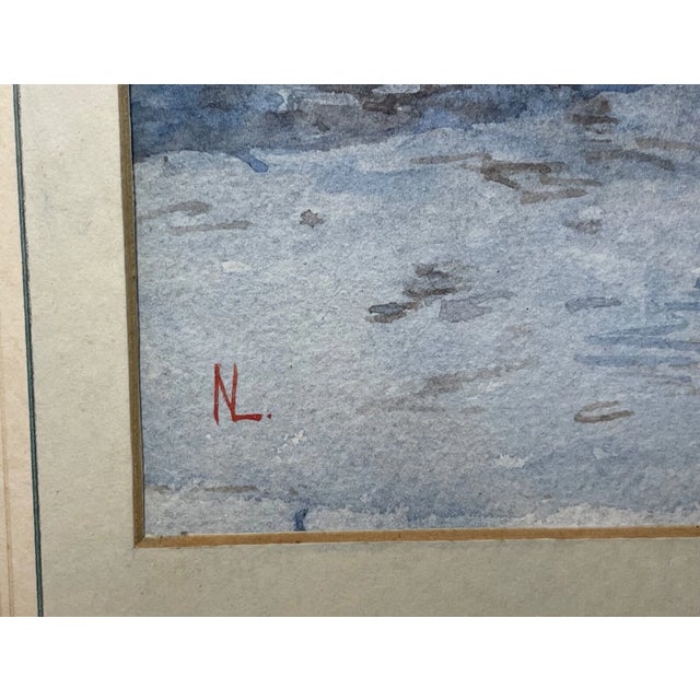 Antique Original Landscape Farm Trail Realism Watercolor Painting Country Art Nl For Sale - Image 13 of 13