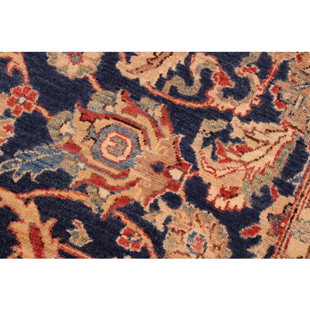 Boho Chic Ziegler Blue Red Hand-Knotted Wool Rug - 6'0'' X 8'10'' For Sale In New York - Image 6 of 8