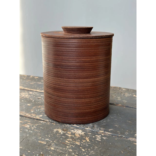 1950s Vintage Stacked Leather + Cork Humidor / Vessel by Gardner-Kates, Circa 1950s For Sale - Image 5 of 11