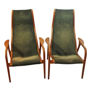 Circa 1960s Pair of Swedish Mid Century Modern Lamino Easy Chairs For Sale