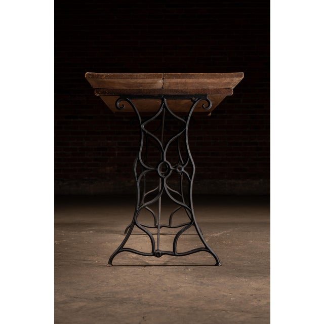 Early 20th Century Industrial Oak Plank Cast Iron Treadle Worktable For Sale - Image 4 of 8