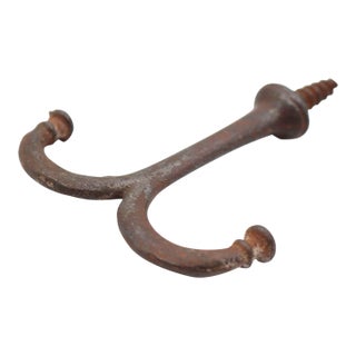 Vintage Double Arm Cast Iron Ceiling Screw Mount Hook For Sale