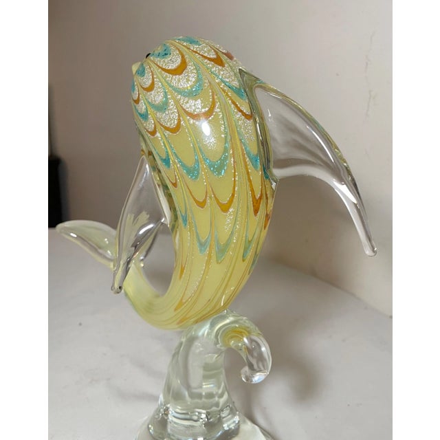 Vintage Hand Blown Murano Italian Art Studio Glass Dolphin Sculpture Statue Gold For Sale - Image 12 of 14