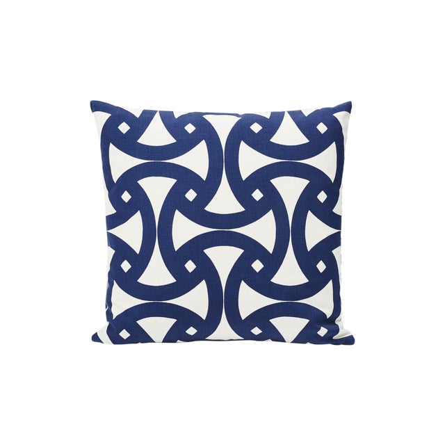 Blue Schumacher Indoor/Outdoor Double-Sided Pillow in Santorini Print For Sale - Image 8 of 8