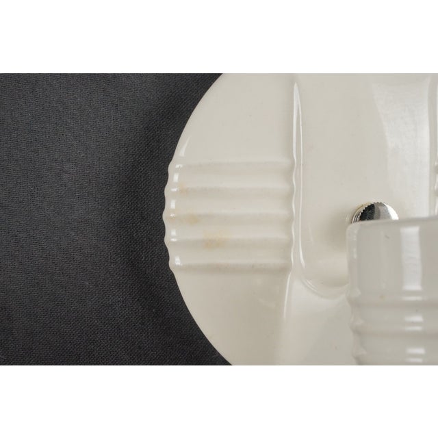 Mid 20th Century Restored Art Deco White Ceramic Wall Sconces - a Pair For Sale - Image 6 of 9