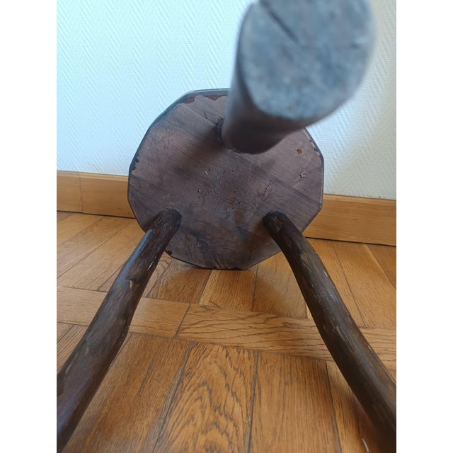 Brutalist Wooden Tripod Stool, 1950s For Sale - Image 6 of 9