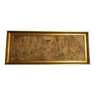 Large Antique French Tapestry Framed For Sale