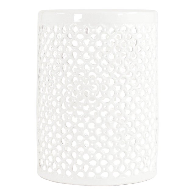Lanie White Garden Stool For Sale