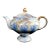 1970s Shofu Japan Footed Blue Teapot With Grapes and Raised Gold Trim For Sale