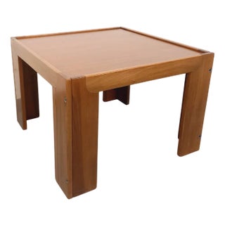 Vintage Italian Square Teak and Walnut Coffee Table by Afra and Tobia Scarpa for Cassina, 1960s For Sale