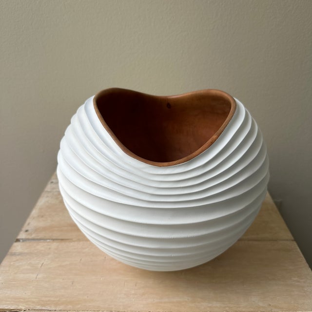 Traditional Dune Circular Tamarind Wood Vase For Sale - Image 3 of 4