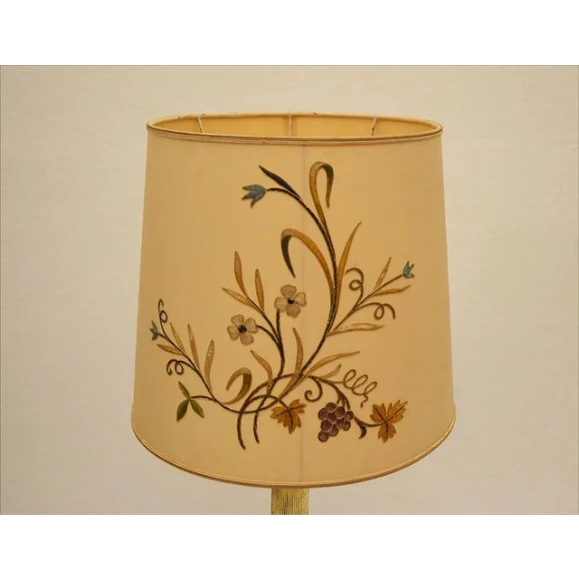 Large Mid-Century Ceramic Lamp with Floral Decoration, 1950s For Sale - Image 10 of 12