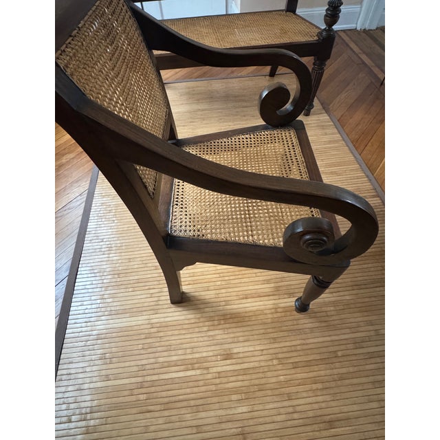 1990s 1990s Anglo-Indian Teak and Rattan Arm Chair For Sale - Image 5 of 7