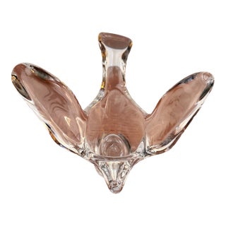 Vintage Mid-Century Modern French Crystal Dove Bird Bowl by Princess House For Sale