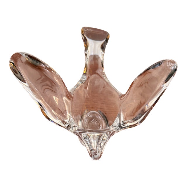 Vintage Mid-Century Modern French Crystal Dove Bird Bowl by Princess House For Sale