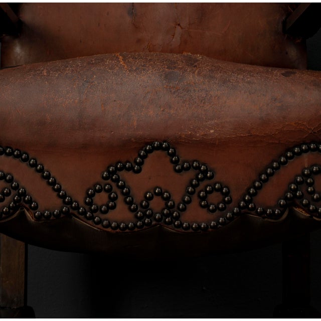 Vintage Leather Chimney Armchair 1920s For Sale - Image 16 of 18