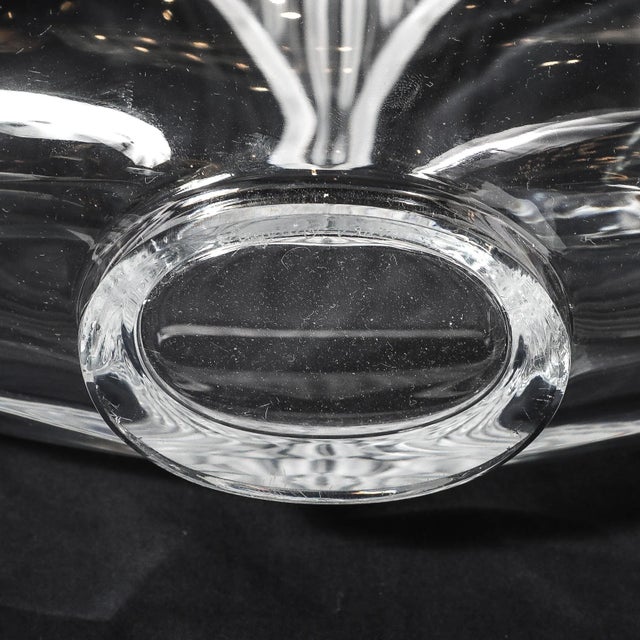 Transparent Mid-Century Modernist "Come" Patterned Glass Vase Signed Lalique For Sale - Image 8 of 12