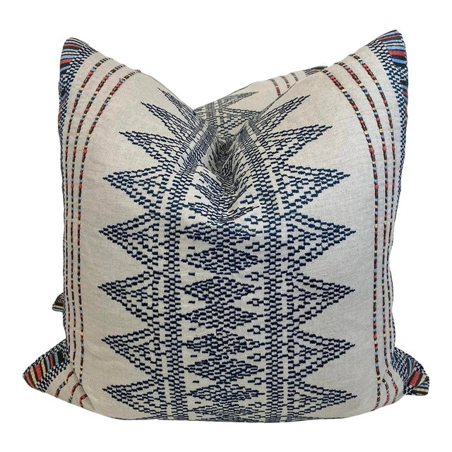 Mulberry "Stitchwork" in Indigo 22" Pillows-a Pair For Sale