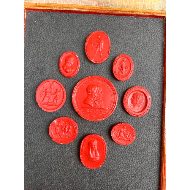 Grand Tour Collection of Gilt Framed Red Plaster Intaglio Casts- Set of 3 For Sale In Palm Springs - Image 6 of 12