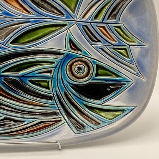 Avraham Gofer Modernist Signed Wall Decor Plate With Abstract Fish Motif For Sale - Image 9 of 18