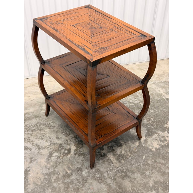 Late 20th Century Henredon Acquisition Three Tier Side Table Solid Mahogany and Crushed Bamboo For Sale In Miami - Image 6 of 11