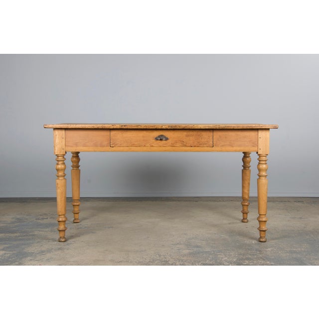 Antique Country French Provincial Pine Farmhouse Table For Sale - Image 4 of 12