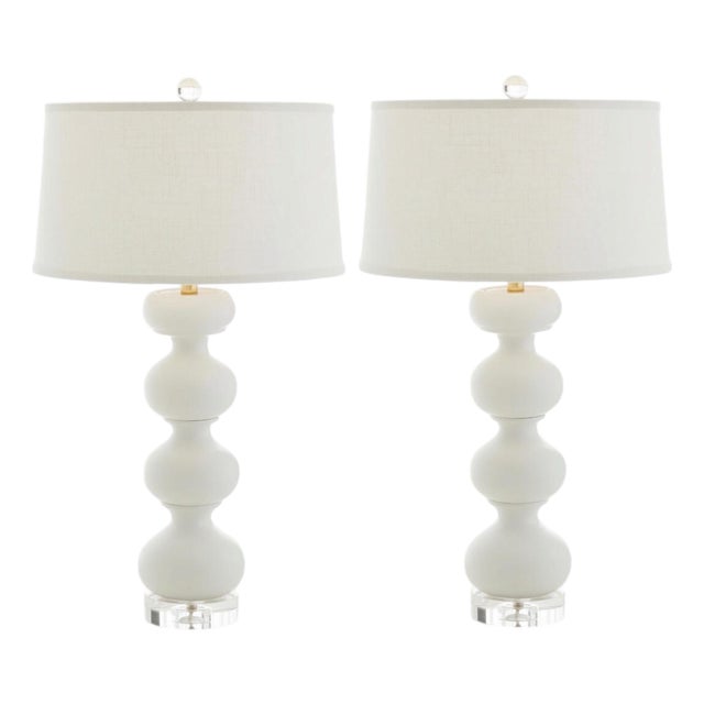 Global Views Stacked Bulb Table Lamps – Matte White - Pair For Sale