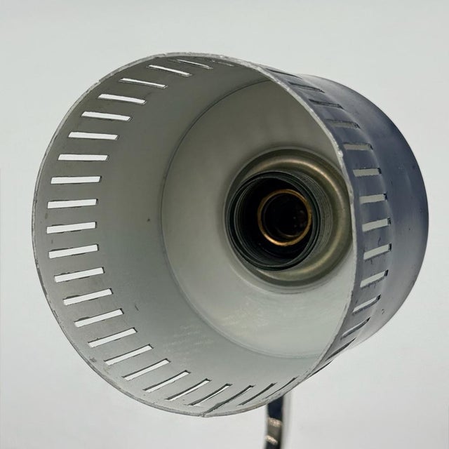Blue and Chrome Desk Lamp with Slotted Shade, Italy, 1970s For Sale - Image 14 of 16