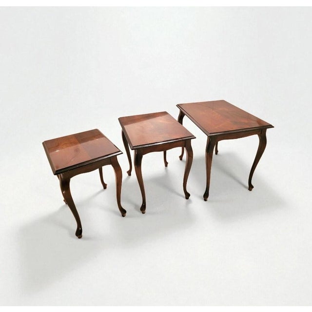 Mid-Century Nesting Tables in Walnut, France, 1950s, Set of 3 For Sale - Image 11 of 11