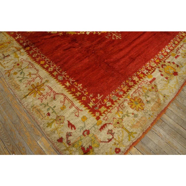 Outstanding Red Color With Medallion and Floral Design Antique Turkish Angora Oushak Rug For Sale - Image 9 of 12