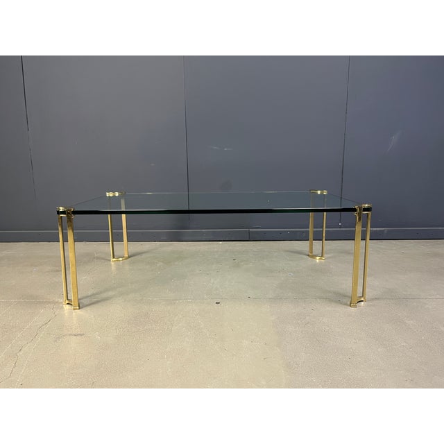 Brass and Glass Coffee Table in the style of Peter Ghyczy, 1970s For Sale - Image 4 of 13