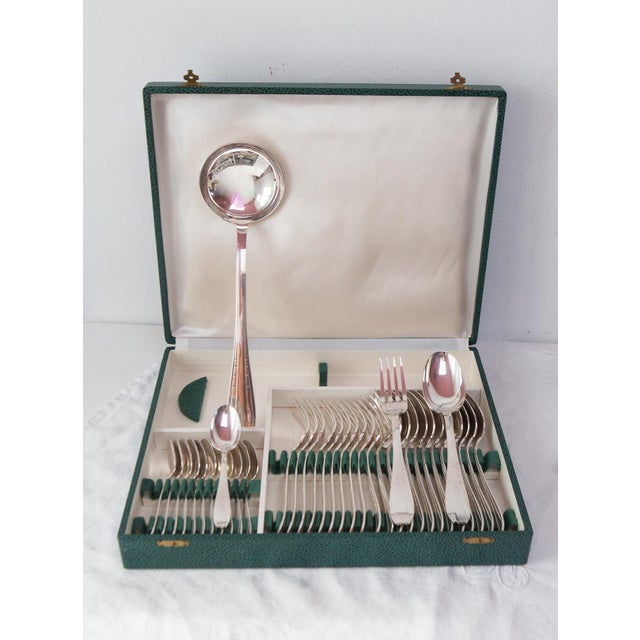 French Cutlery Set for 12 Silver-Plated Metal in a Case from Henri Emil Brille, 1940s, Set of 49 For Sale - Image 4 of 13