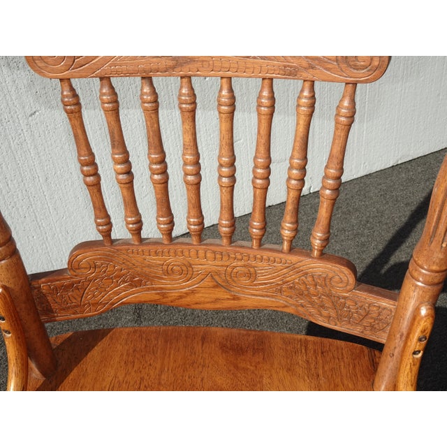 Set of Four Vintage Oak Pressback Dining Room Chairs ~ French Country 2of2 For Sale - Image 9 of 12