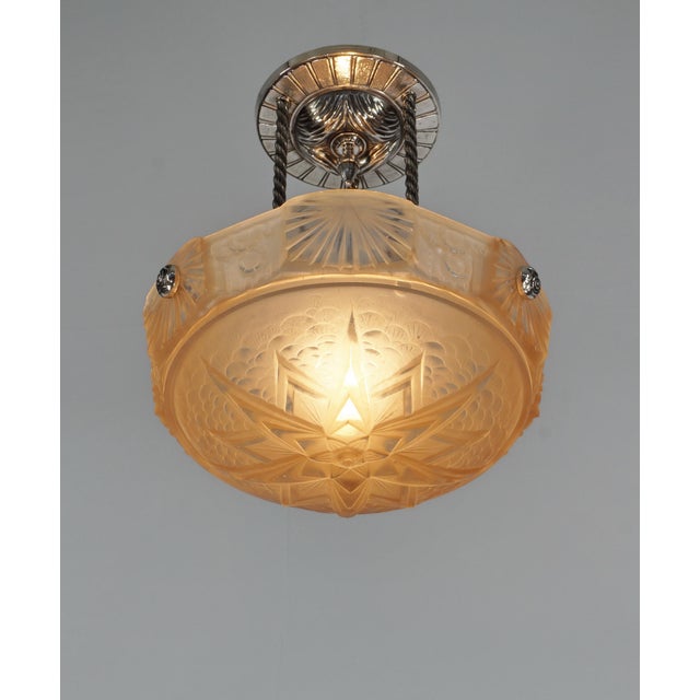 1930s French Art Deco Pendant Light by Petitot & Muller Freres 1930 France For Sale - Image 5 of 16