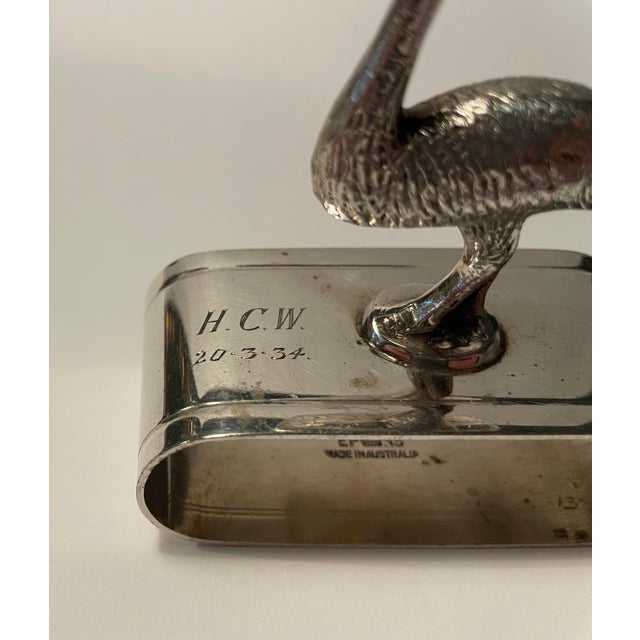 Traditional 1934 Ostrich Silverplate Napkin Ring For Sale - Image 3 of 7
