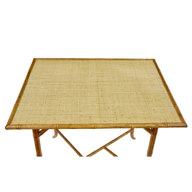 1920s Bamboo and Hesian Side Table, 1920s For Sale - Image 5 of 8