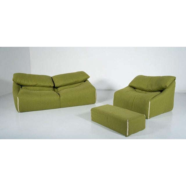 Textile Green Plumy Sofa attributed to Annie Hiéronimus for Cinna, 1980s For Sale - Image 7 of 8