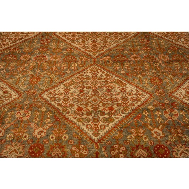 1890s Multicolor Field Diamond Antique Knotted Wool Sarouk Farahan Runner Rug For Sale - Image 9 of 9