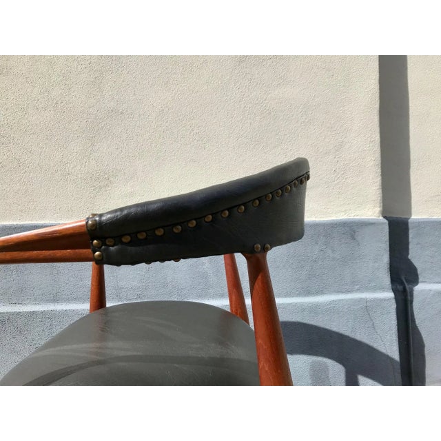 Black Mid-Century Teak Armchair by Kai Kristiansen for Niels Erik Eilersen, 1950s For Sale - Image 8 of 11