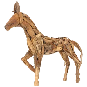 Large 36" Tall Reclaimed Wood Folk Art Sculpture of a Horse
