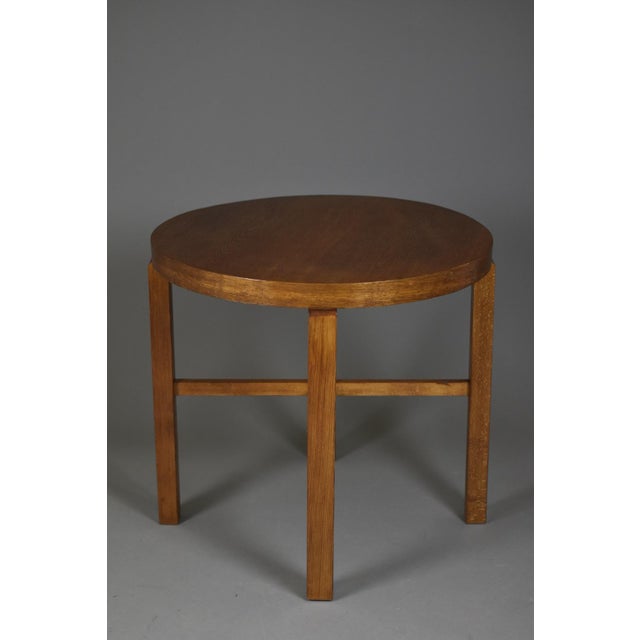 Vintage Polish Dark-Oiled Oak Veneer Side Table, 1930s For Sale - Image 9 of 13