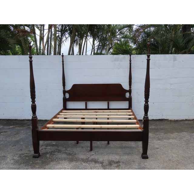 Carved Mahogany King Size Poster Bed 6366 For Sale - Image 10 of 18