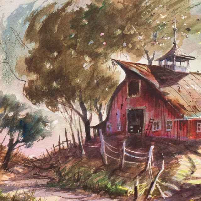 1940s 'Early Snow on a Dutch Barn Roof' by LaVere Hutchings For Sale - Image 5 of 10