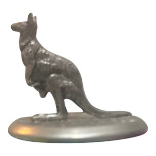 Vintage Solid Pewter Miniature Kangaroo With Joey Figurine For Sale